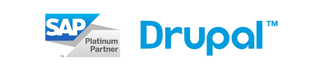 Technologien und Partner: Logo von SAP und Logo von Drupal